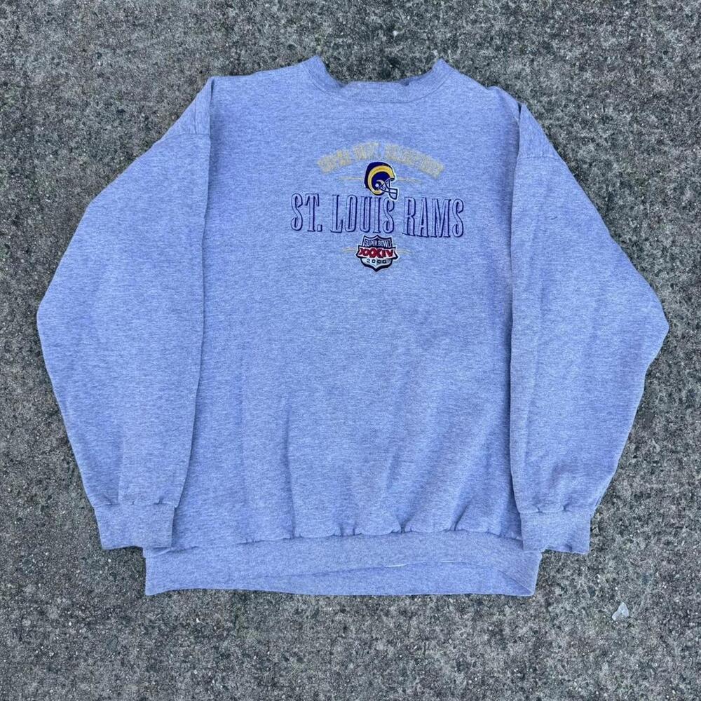 Vintage 2000 Beautiful St Louis Rams Super Bowl grey sweatshirt size large - Picture 1 of 4